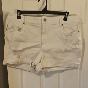 Maurices Off-White Distressed Jean Shorts